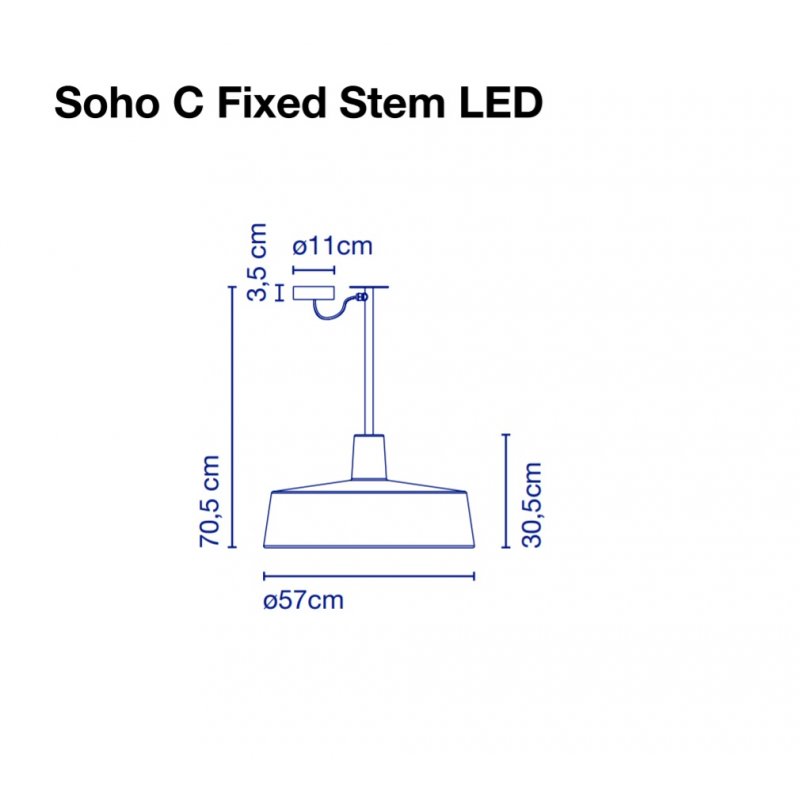Pendant lamp Soho C Fixed Stem LED Grey